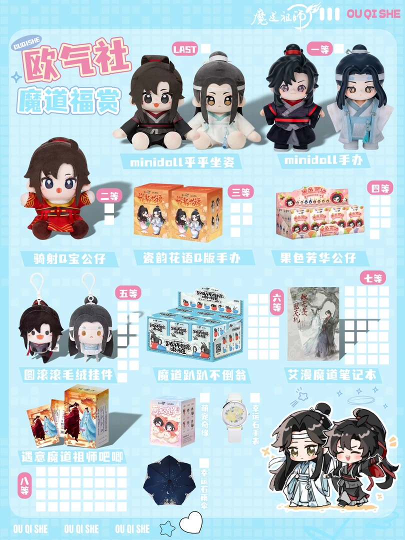 【玩法-转转】欧气社魔道祖师一番赏福引正版周边吧唧萌粒手办盲盒