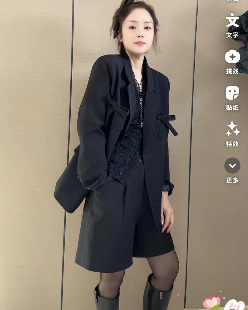 高级感蝴蝶结西装外套女春季2025新款设计感超好看休闲气质西服