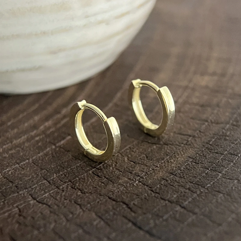 925银耳饰 925纯银光面圆圈耳扣女简约小众设计时尚百搭个性基础