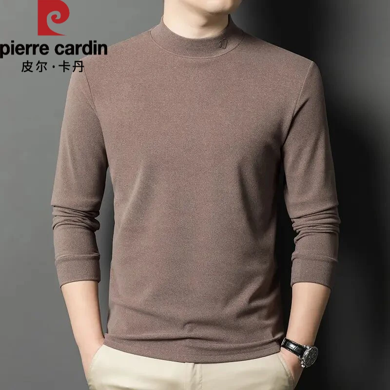 皮尔卡丹石墨烯半高领T恤秋冬保暖时尚长袖打底衫男内搭潮流上衣