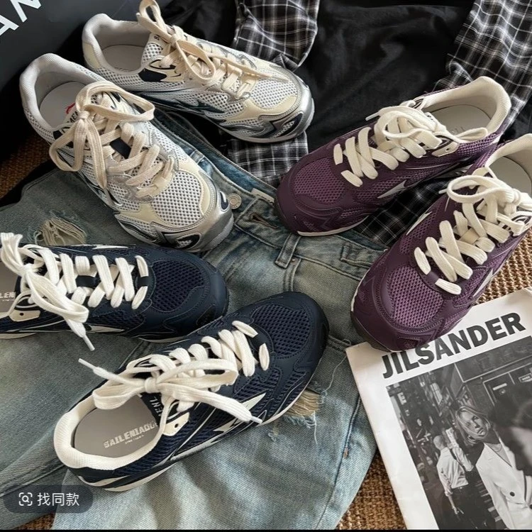 外穿时尚复古平底厚底ins低帮老爹鞋运动休闲鞋2025秋季新款女鞋