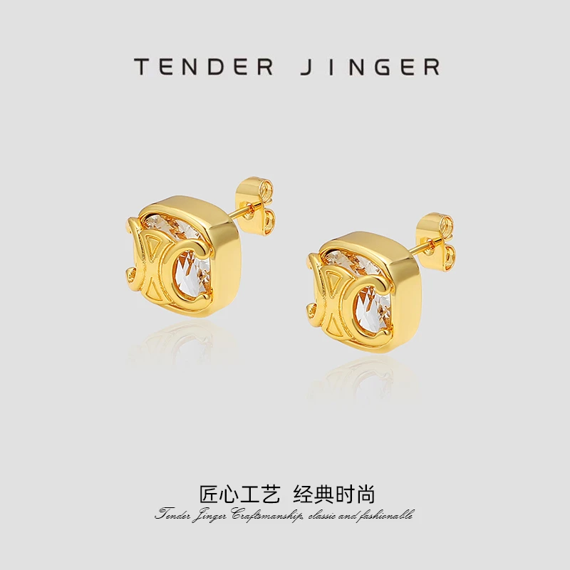 Tender Jinger 铜合金耳饰 25新款凯旋冰糖字母耳饰轻奢高级时尚