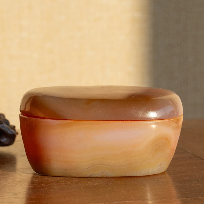 清 玛瑙随形印泥盒古董收藏