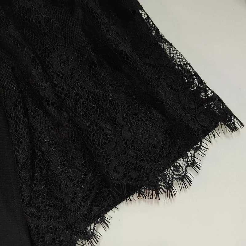M1485气质百搭蕾丝设计黑色中长款半裙 裙长73 款号S56301