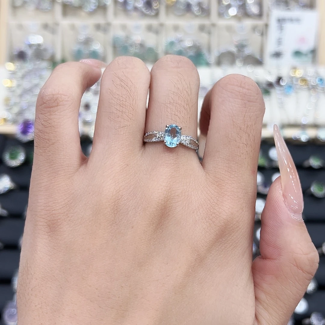 戒指托帕石银S925镶嵌