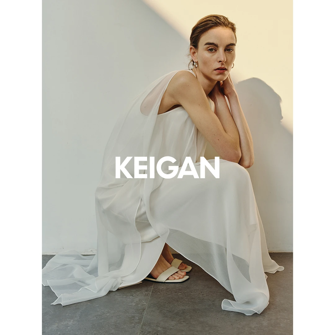 KEIGAN/开间夏季定染真丝纱日本三醋酸凉感缎面飘逸无袖连衣裙