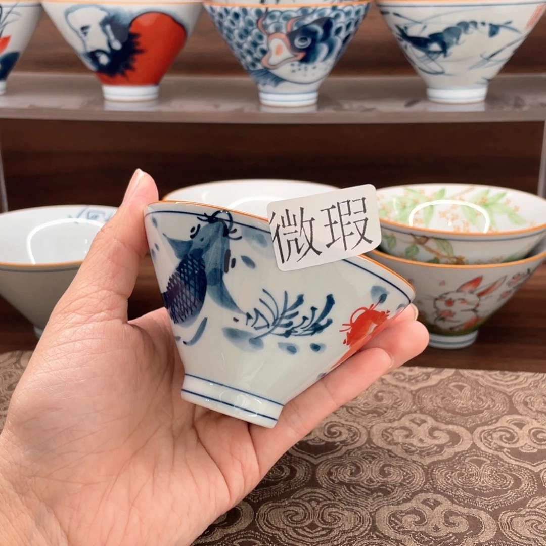 釉下手绘茶具微瑕