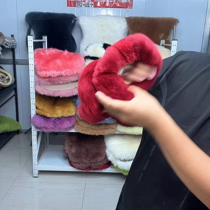 羊毛酒红色羊毛把套汽车