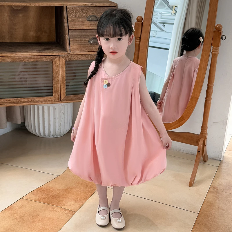 （啵罗盟妞妞）夏装连衣裙夏季新款儿童装韩范无袖小童宝宝服装