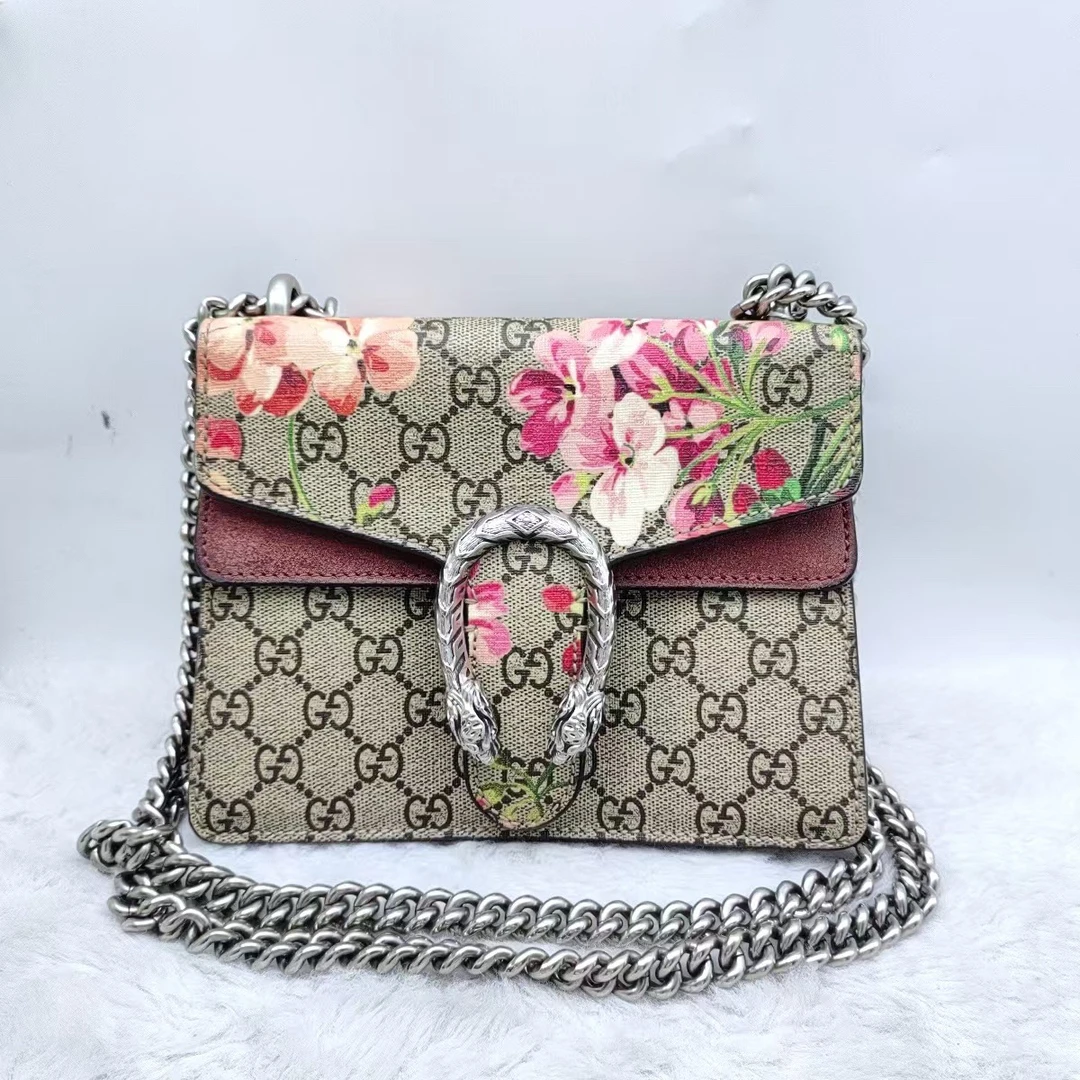 95新 GUCCI/古驰 老花花卉酒神链条包 1226 2946