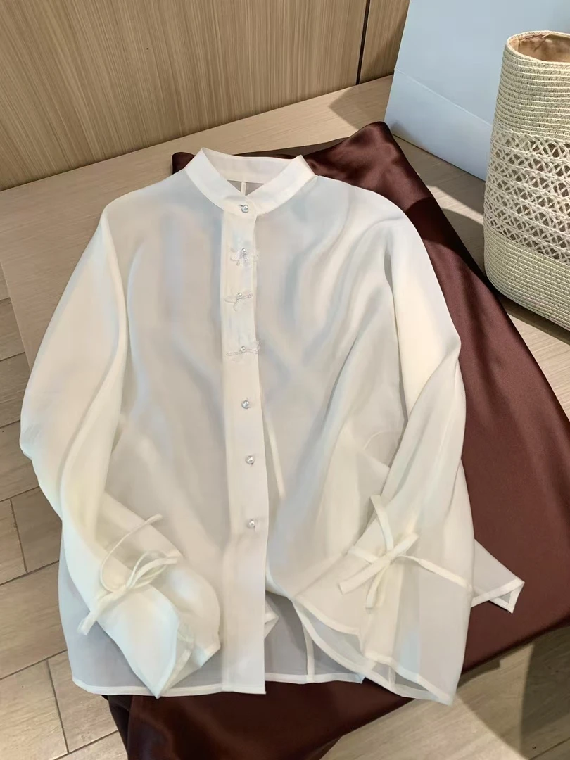 九月   雪见衬衣     新款新中式夏季国风柔纱微透防晒衣