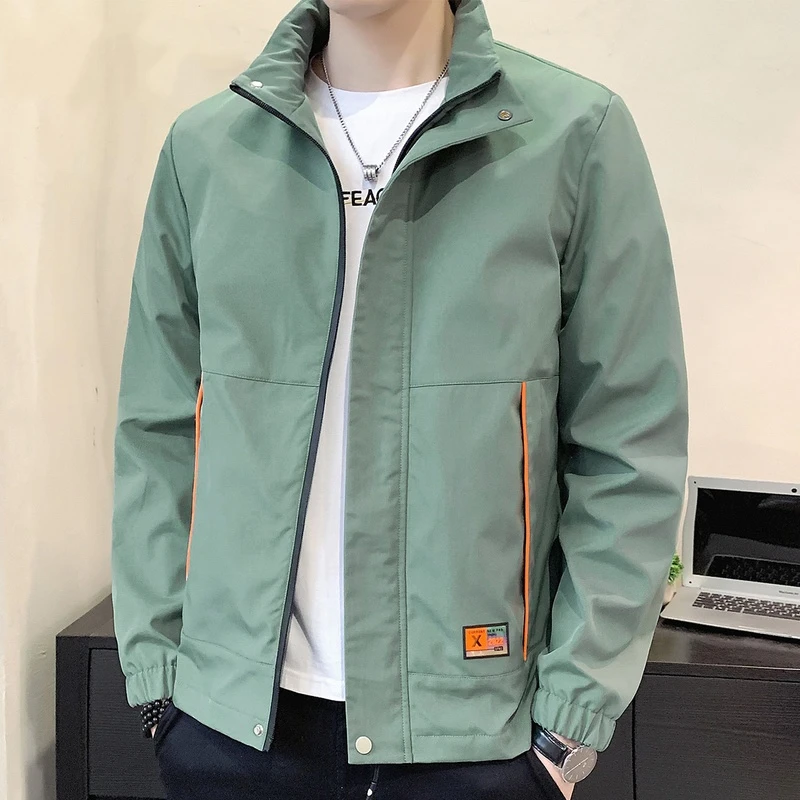 休闲夹克男士宽松立领上衣2025春秋季新款高级潮工装外套男