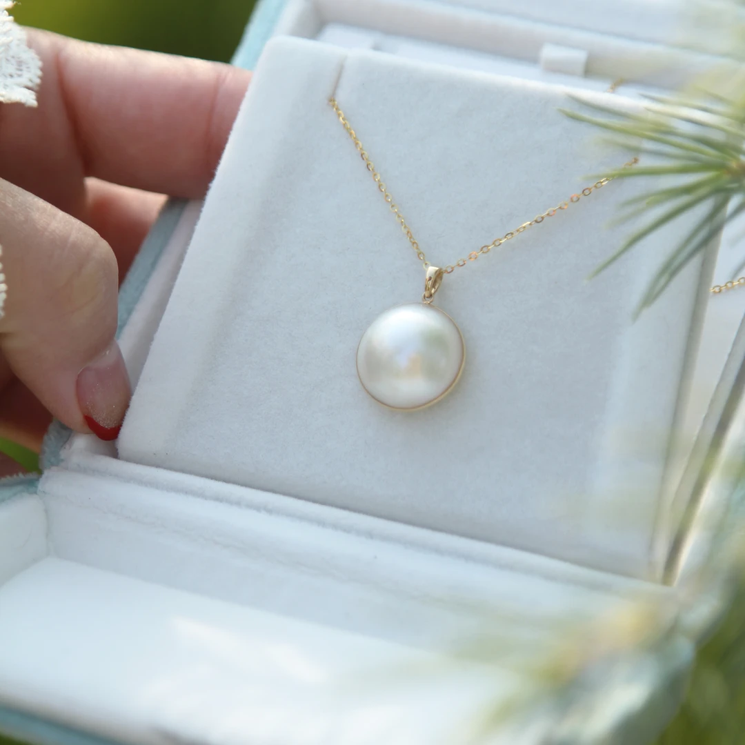 T827 海水马贝珍珠吊坠/18k金/15-16mm 经典百搭气质
