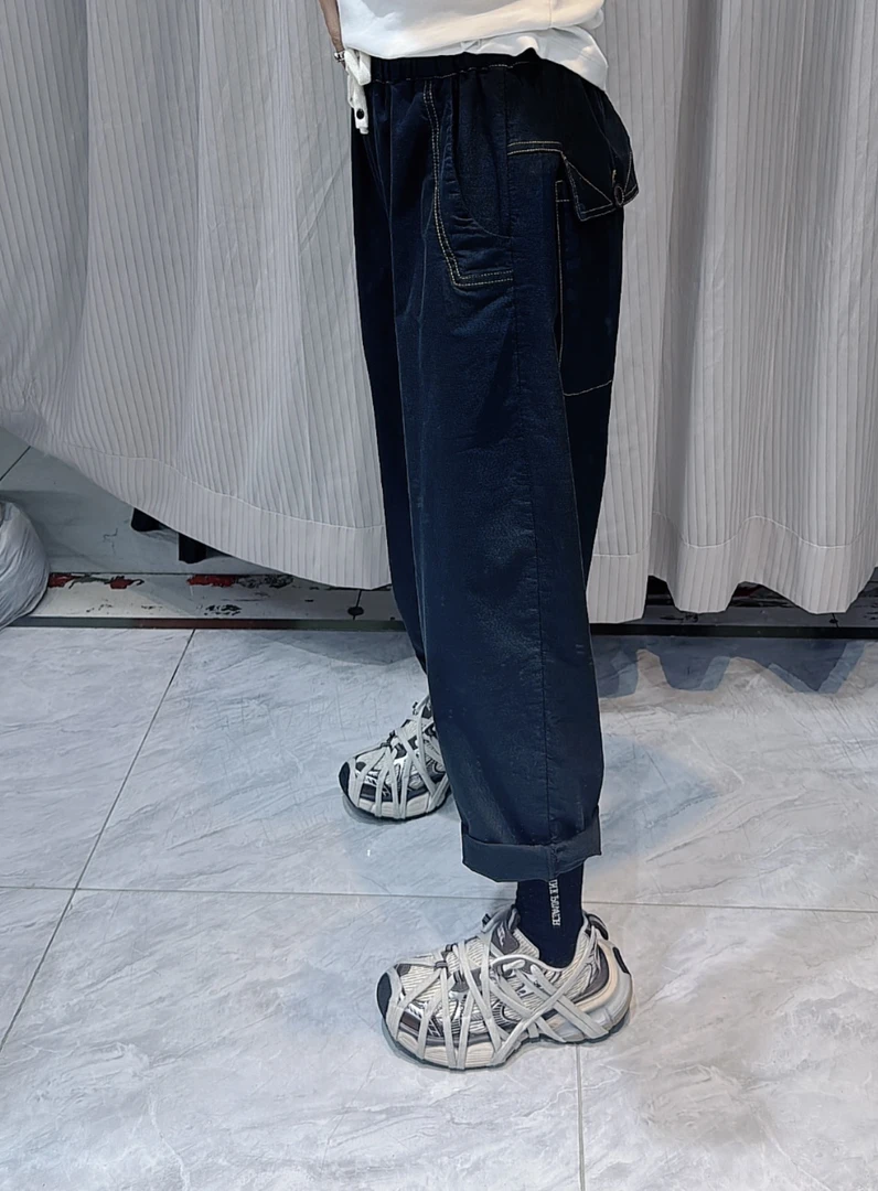 夏款高腰宽松显瘦九分哈伦牛仔裤女梨形身材必备2539弹力黑色百搭