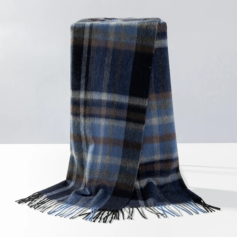 达芬奇密码通用粗纺格子披肩180cm*30cm羊绒围巾保暖冬季百搭高档