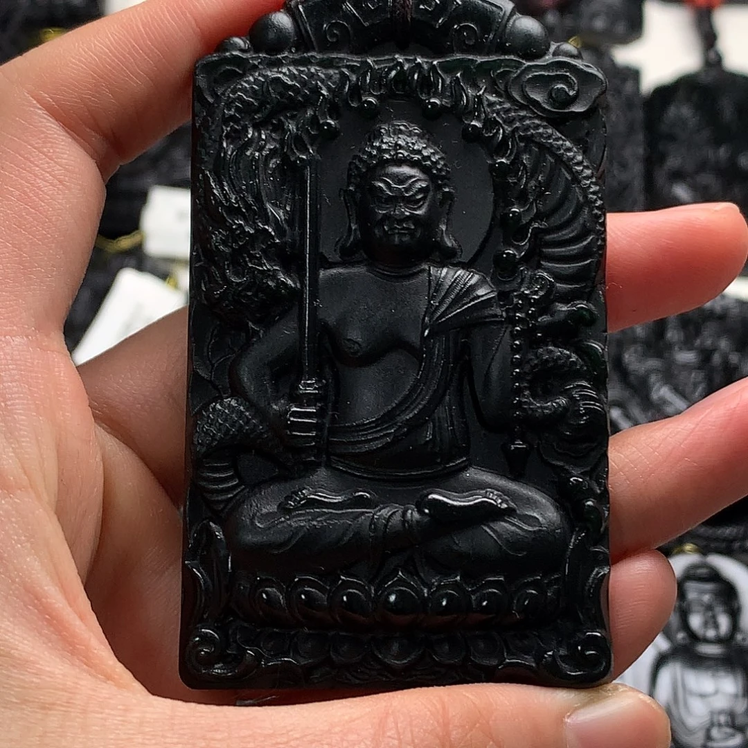 天然缅甸a货钢琴黑挂件