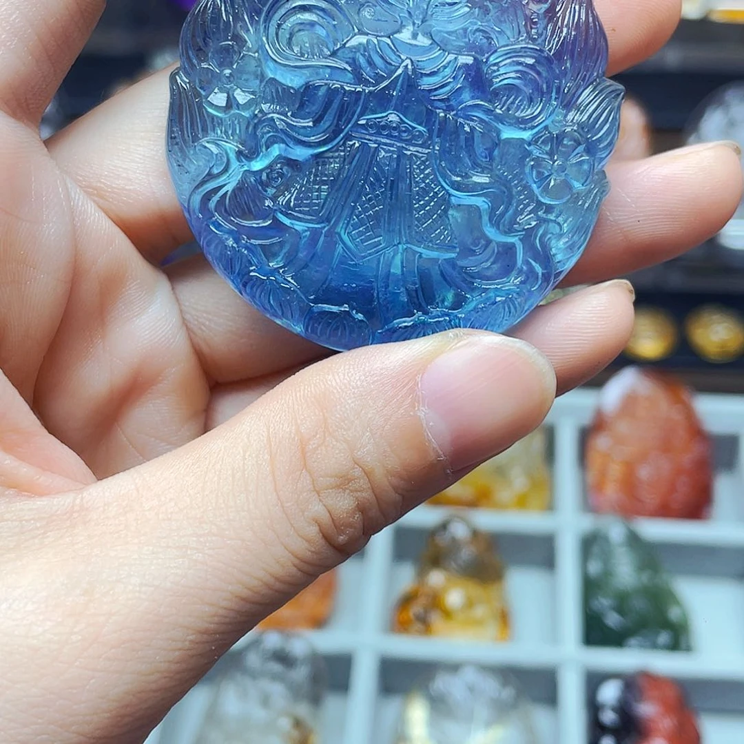 昔****未镶嵌颈饰水晶海蓝宝水晶吊坠吊坠