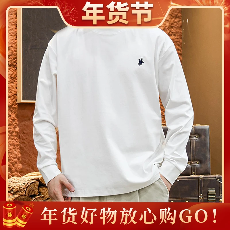 【高货原创】ZKM-5584-秋季新款战马刺绣圆领长袖体恤打底卫衣Q