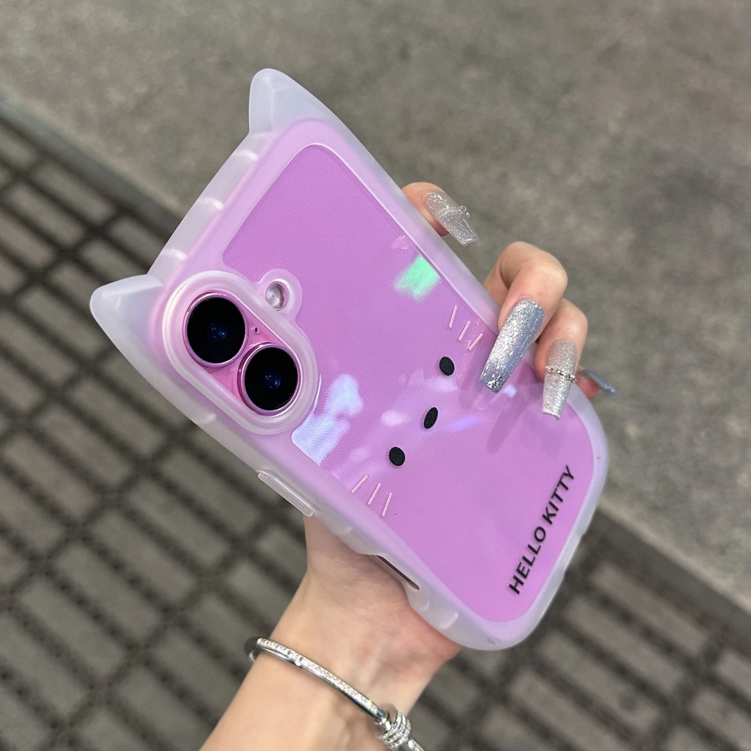 欧克里里kitty表情适用苹果16/15promax猫耳朵手机壳14/13/12/11