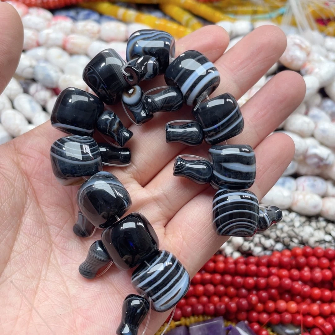 玛瑙/玉髓合金珠宝半成品一套14mm缠丝玛瑙三通