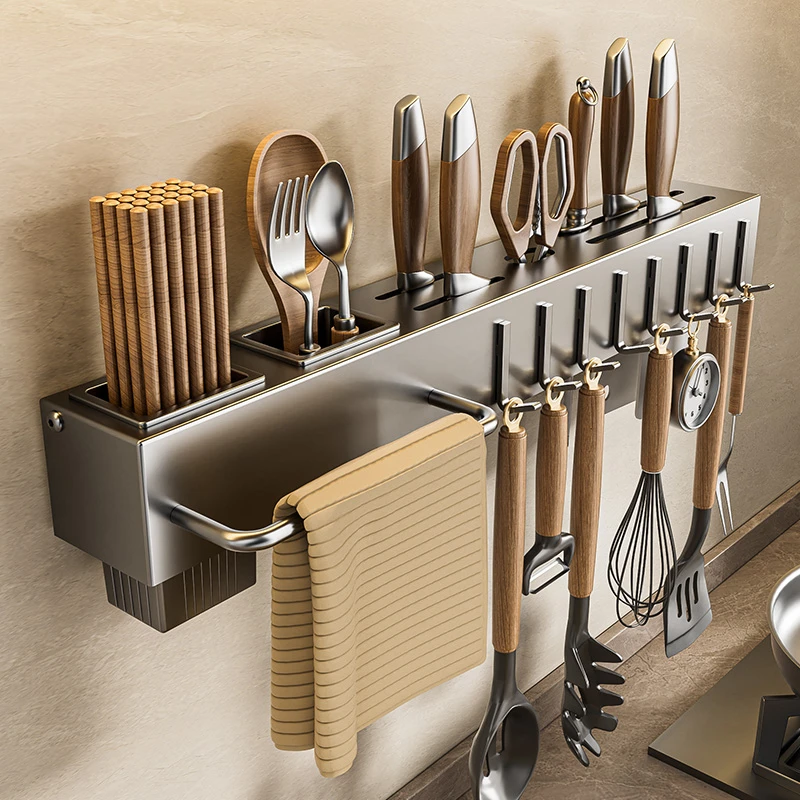 多功能刀架厨房刀具用品置物架筷笼一体收纳架筷子筒壁挂式免打孔
