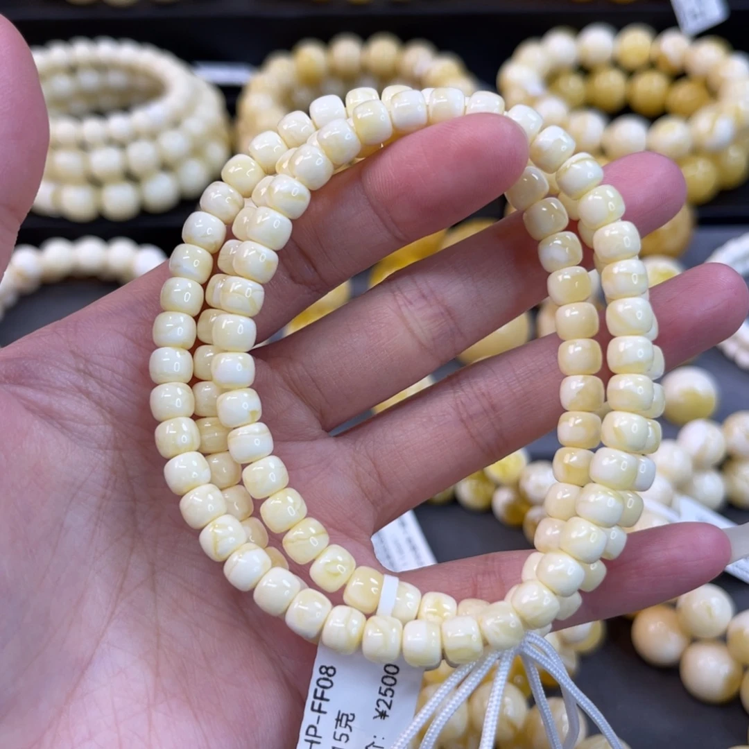 手串蜜蜡未镶嵌6mm瓷白满蜡108