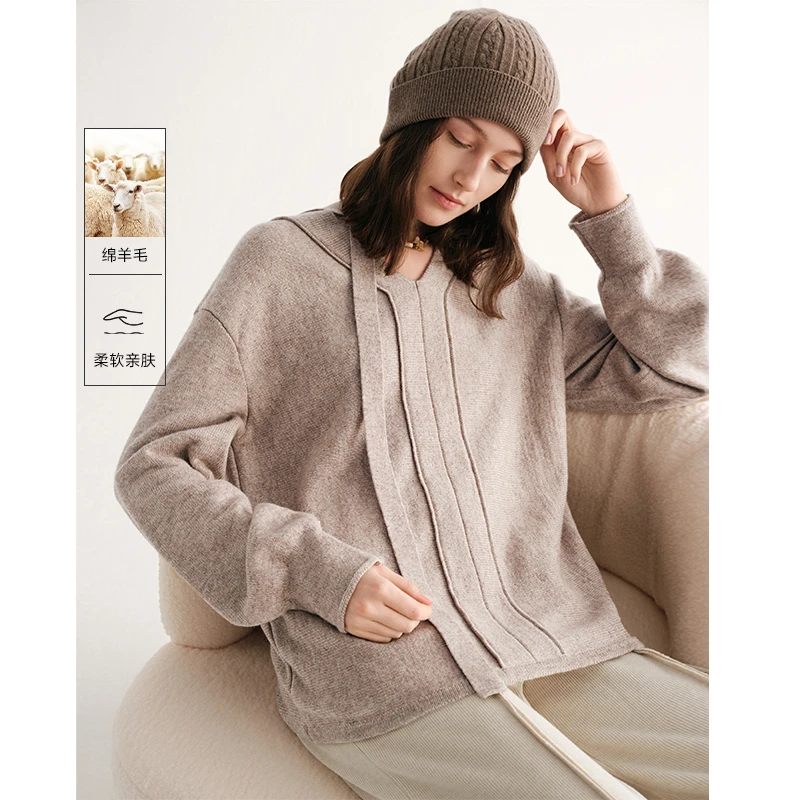 MSLANV领飘带宽松毛织套衫MHDE493