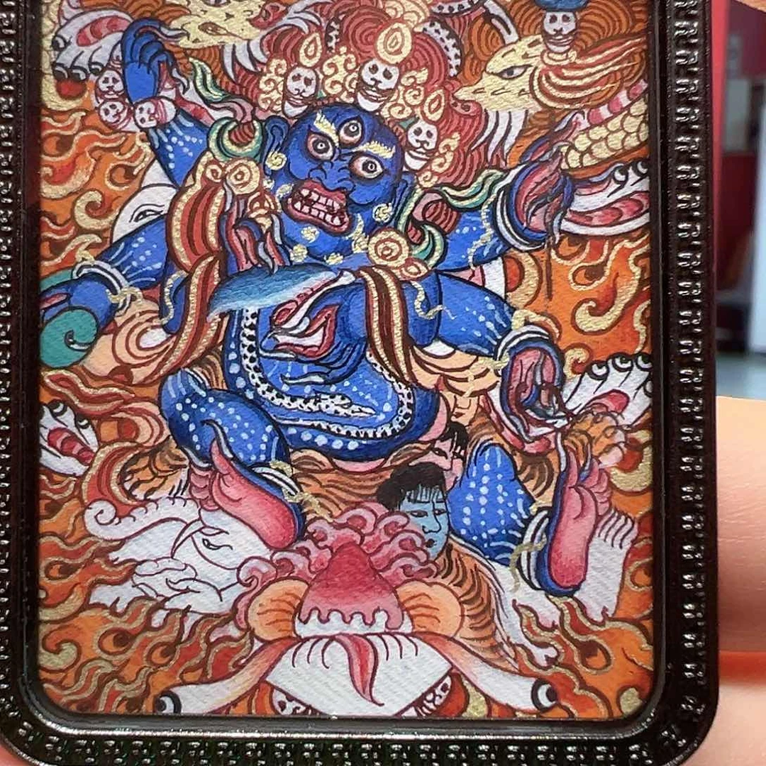 吊坠全手绘热贡唐卡大黑天