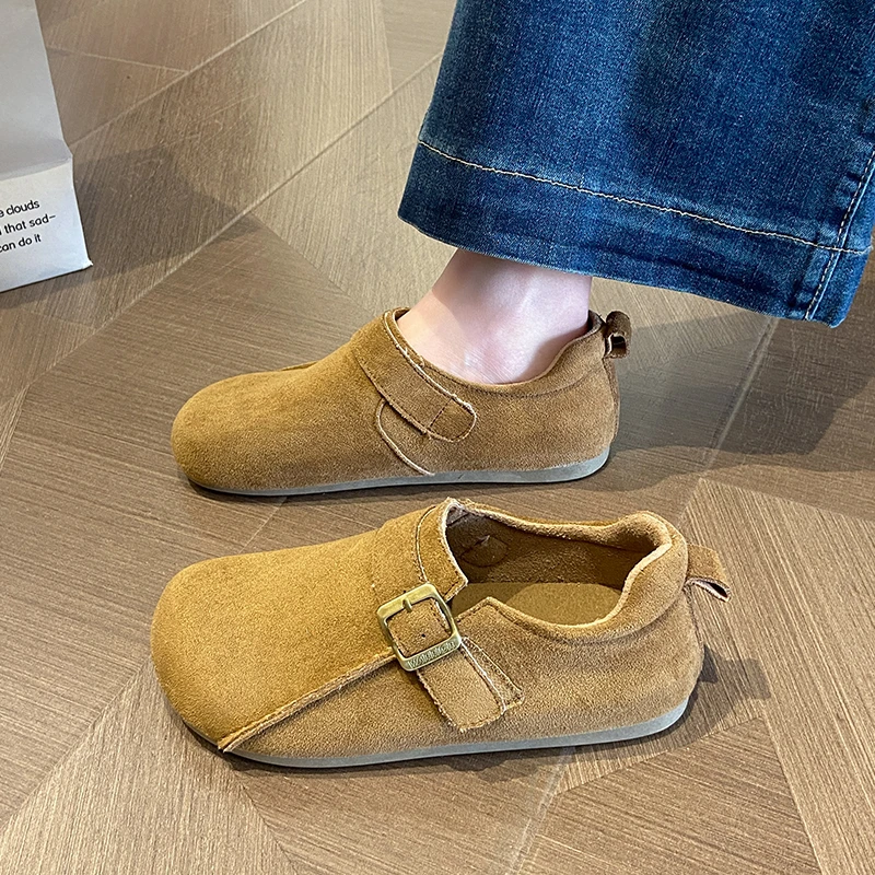 日系勃肯鞋春秋季2025新款爆款一脚蹬懒人单鞋小码34厚底博肯女鞋