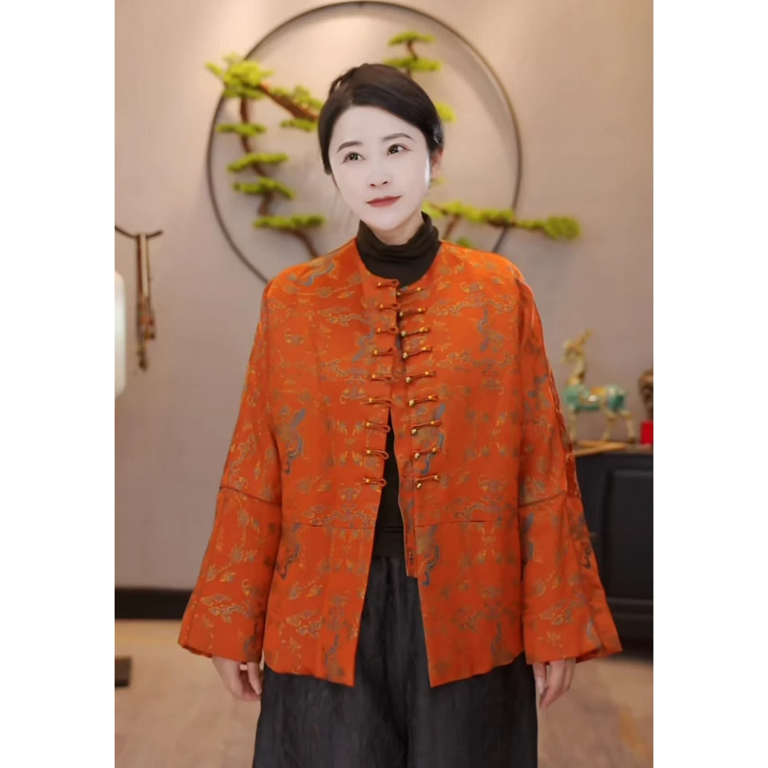 【千奈莉 棉服】秋冬上新香云纱老宋锦百搭中国风棉服外套