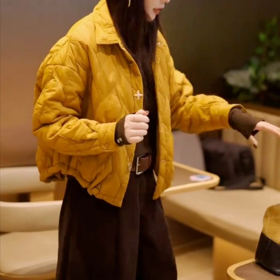 时尚洋气秋冬翻领棉服外套休闲裤女装