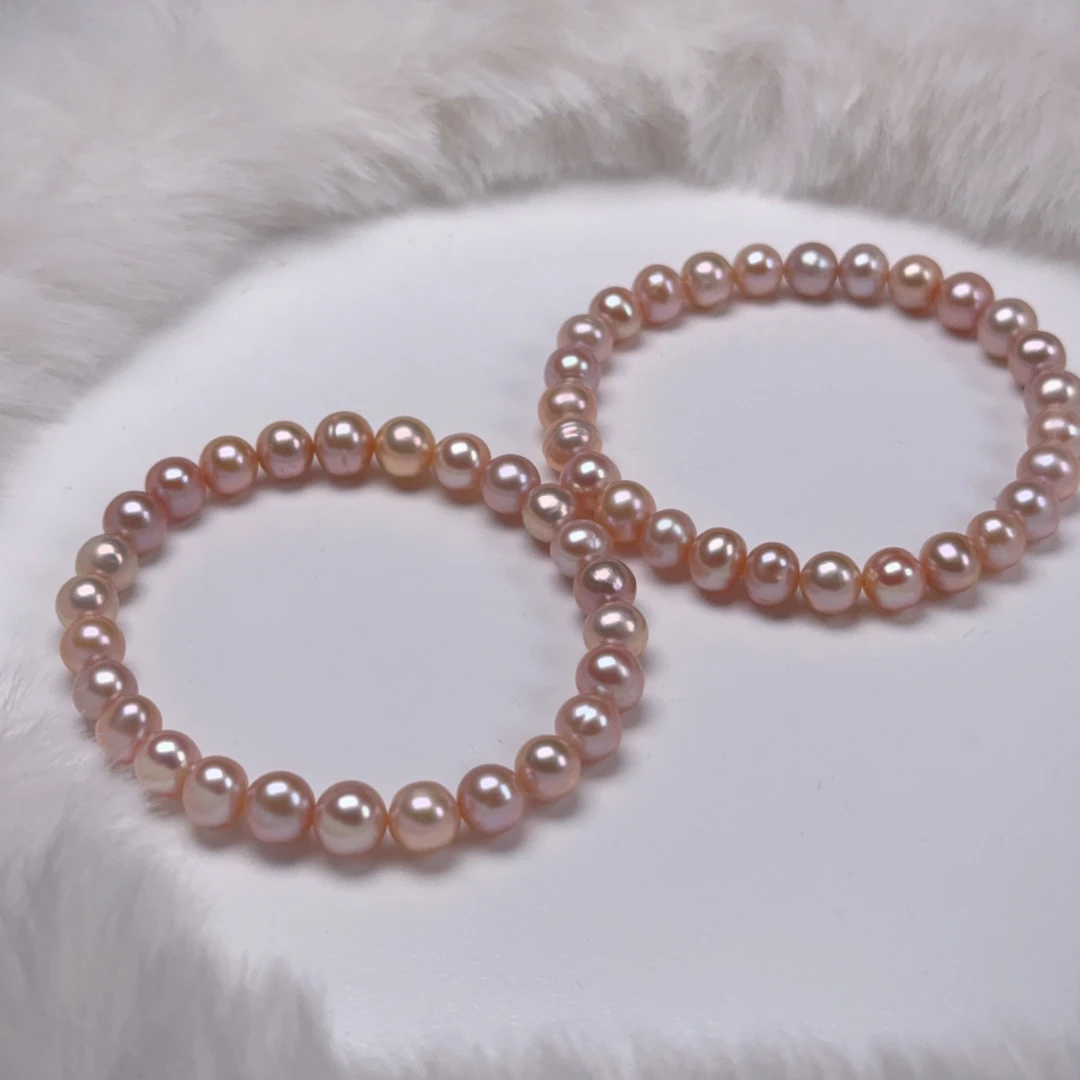 【人鱼姬】7-8mm天然淡水无核珍珠手链百搭气质多样性 DSL00913-1