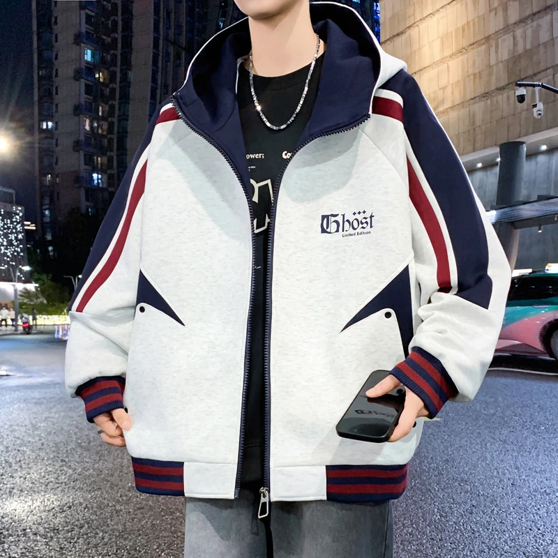 2025年青少年新款秋季连帽夹克初中高中男孩运动时尚潮流帅气外套