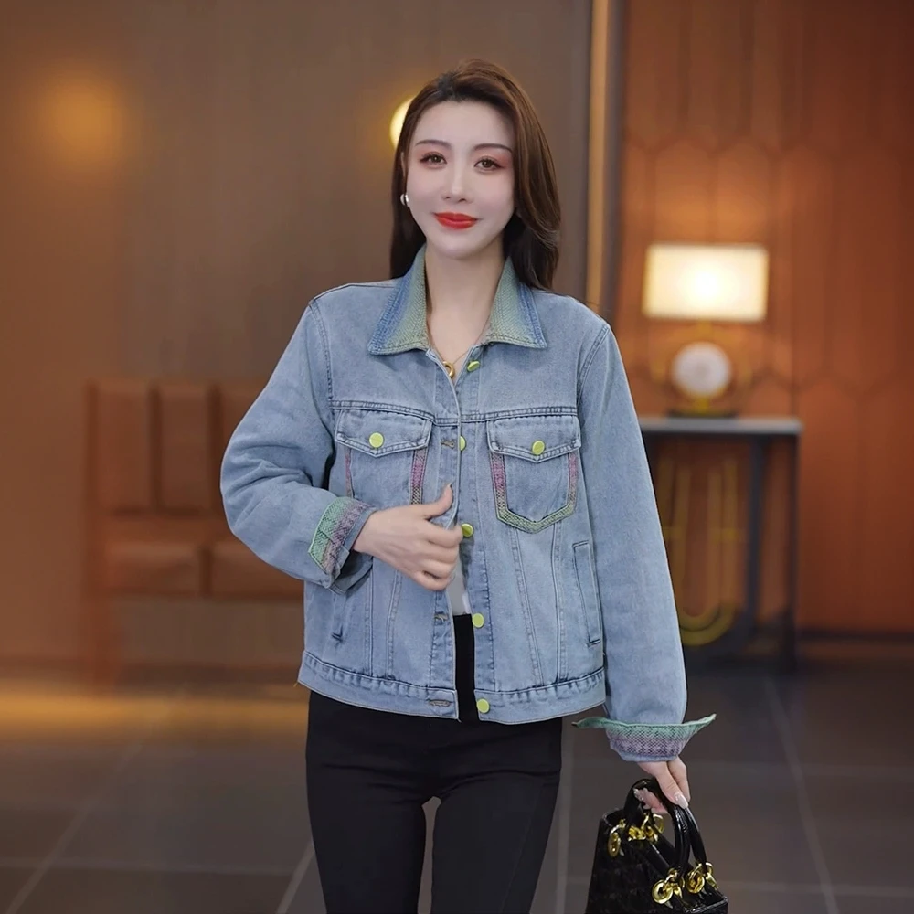 牛仔短外套女春秋季欧货新款复古气质时尚百搭小个子港风开衫夹克