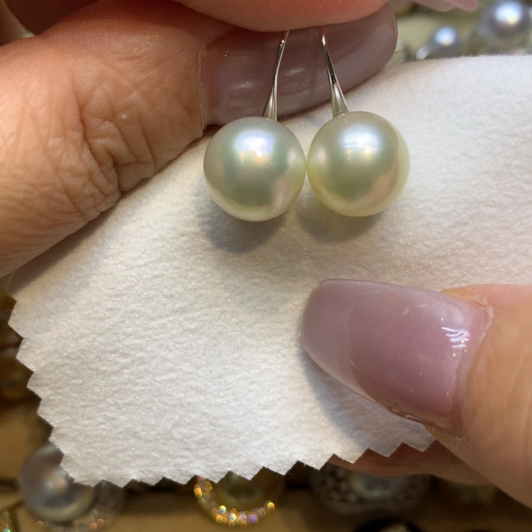 银S925镶嵌耳饰海水珍珠