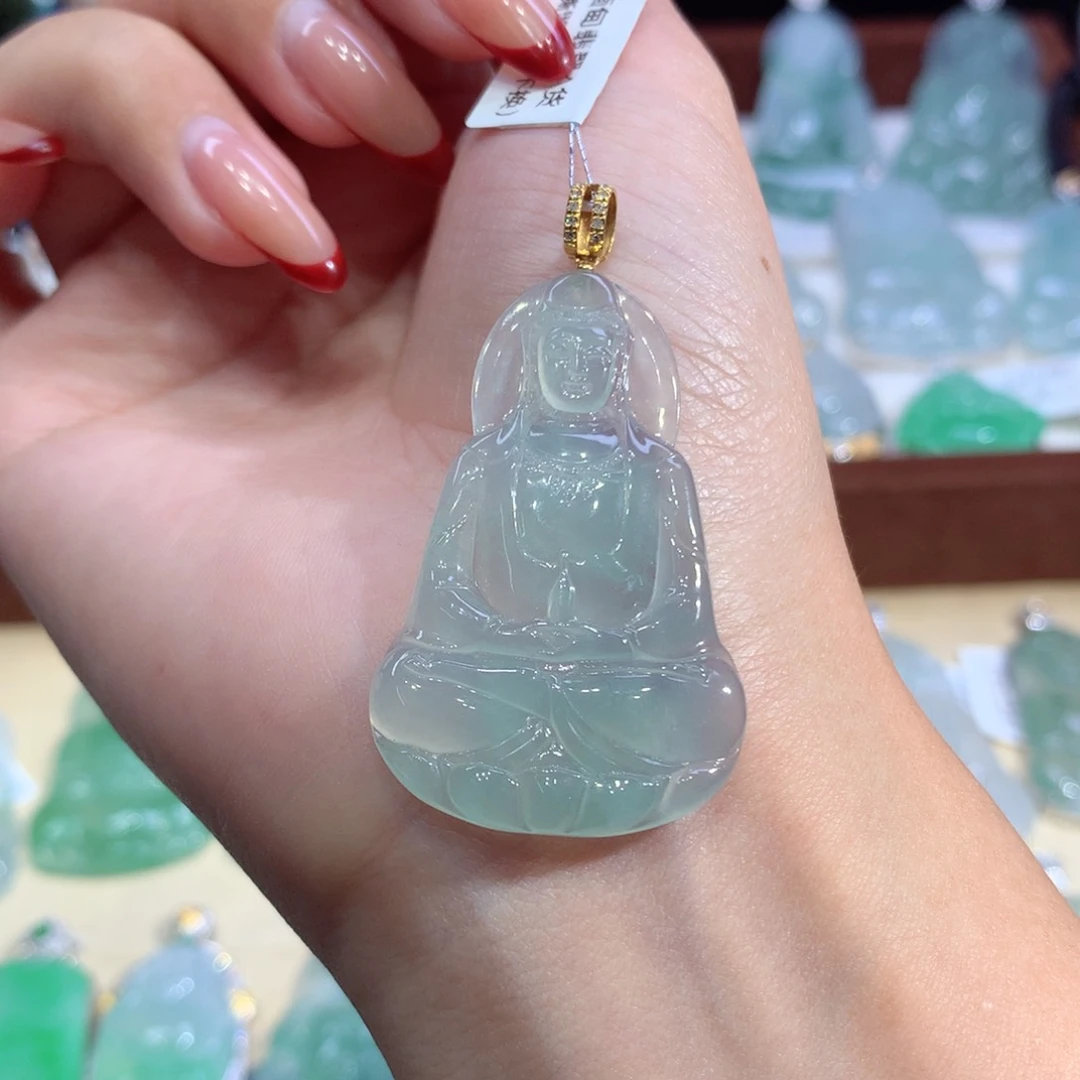 吊坠(不含链)18K金镶嵌翡翠