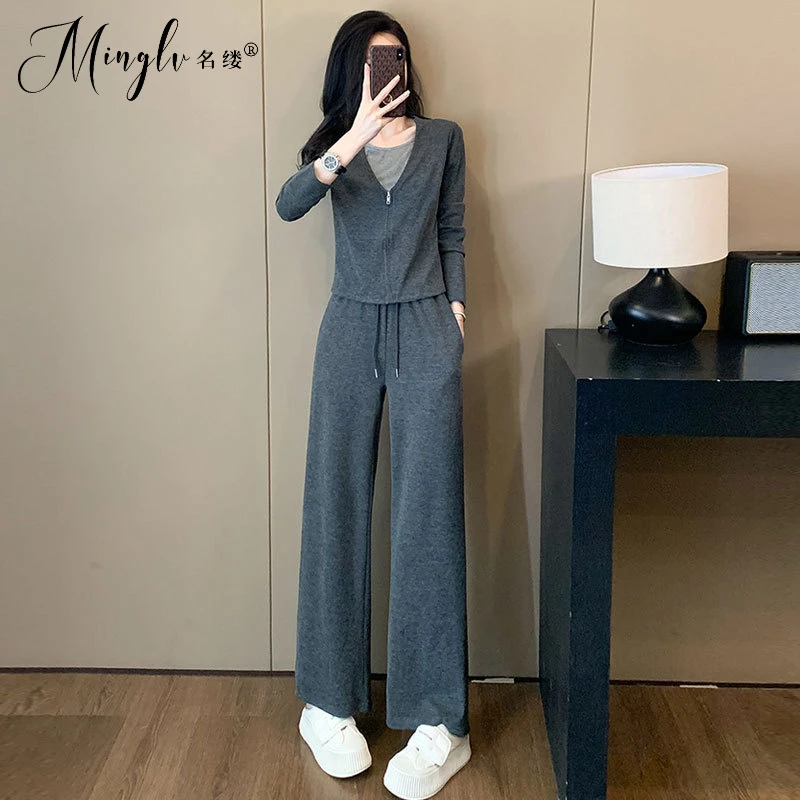 高级感韩系长裤穿搭一整套时尚洋气休闲运动套装女秋冬季2025新款