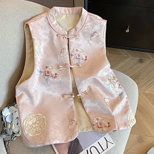 【芳园】国风女装马甲中国风马夹显瘦新中式轻奢气质刺绣款女装上衣