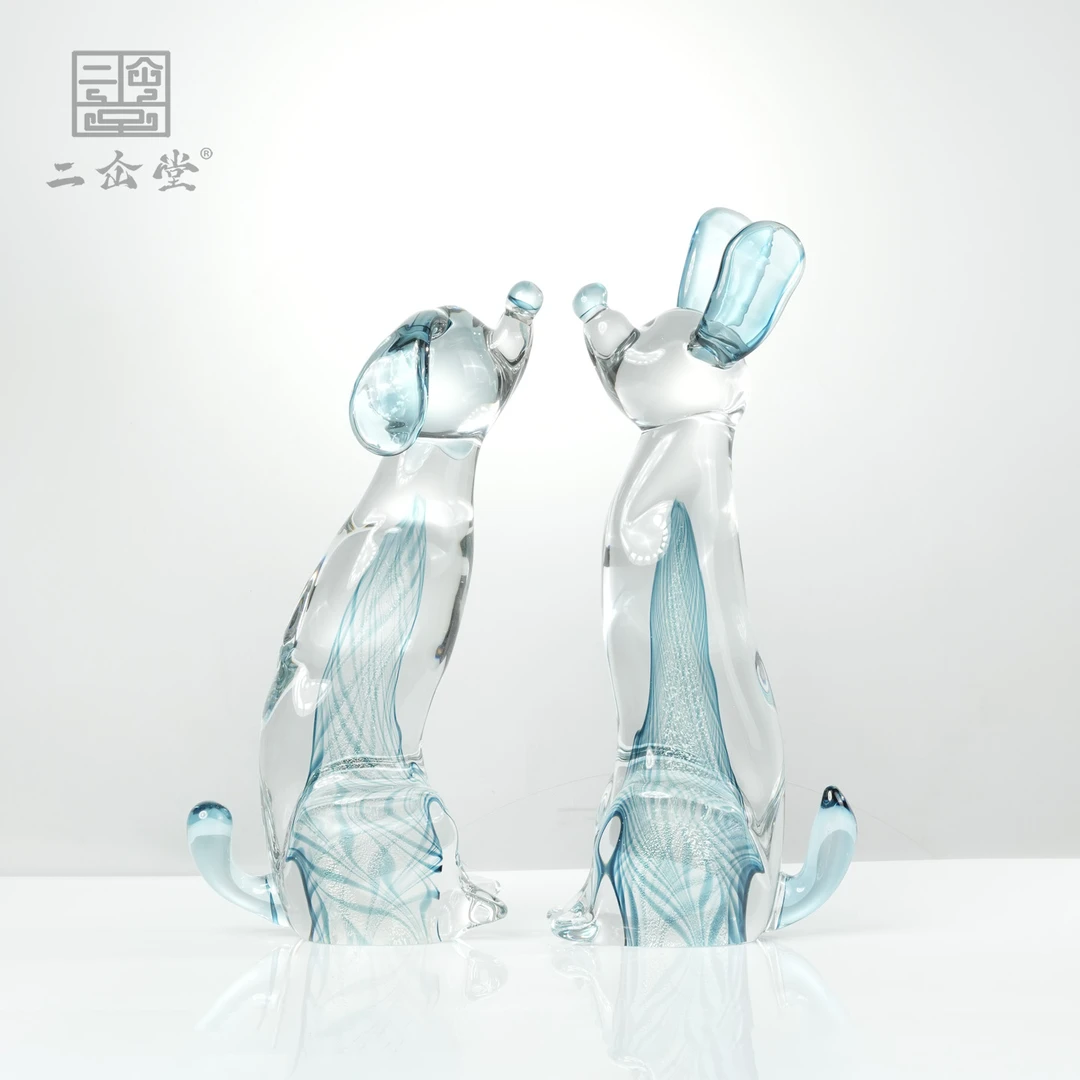 二仚堂淄博琉璃快乐飞起小狗轻奢现代风格工艺品