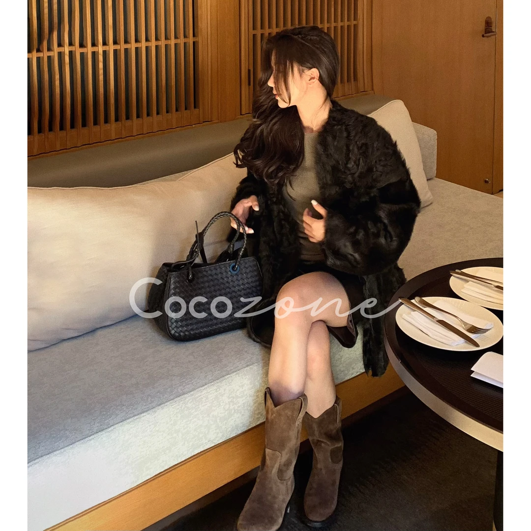 COCO ZONE 刘一一“暮色”皮毛一体波浪纹理皮草 CD2A2034