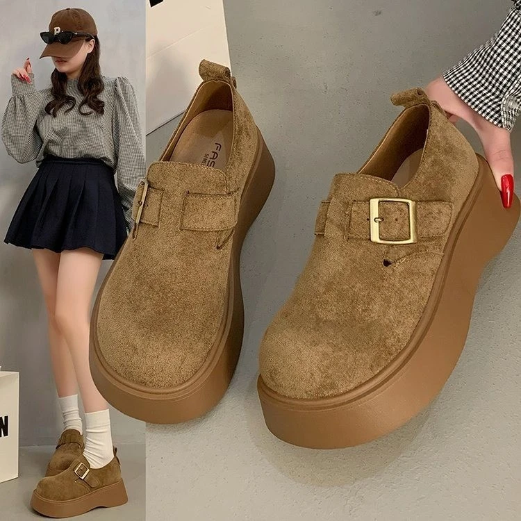 厚底全包博肯单鞋女2025春秋新款一脚蹬休闲舒适百搭勃肯鞋