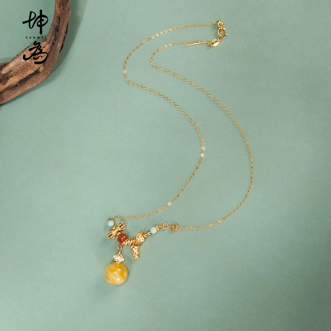 坤为 · 喜番 · 蜜蜡&南红玛瑙项链 · 11mm（多样性发其一）