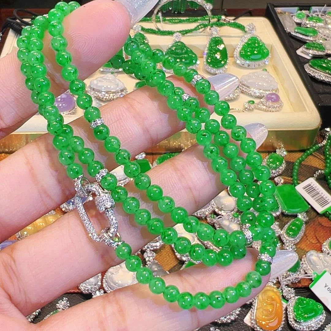 翡翠项链18K金镶嵌翡翠