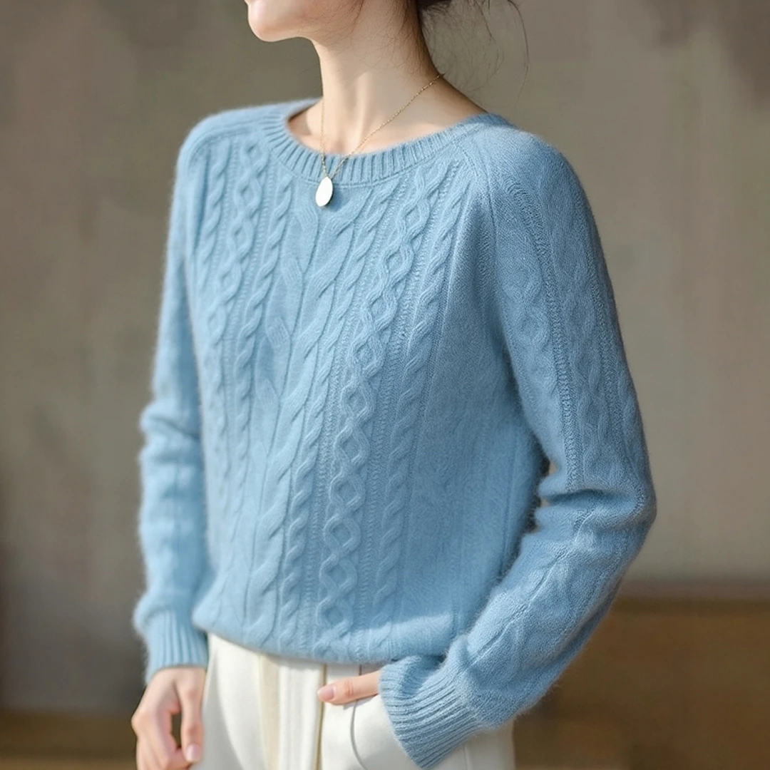 潮流新款百搭宽松长袖毛衣纯色套头上衣打底衫流行2025冬装针织衫