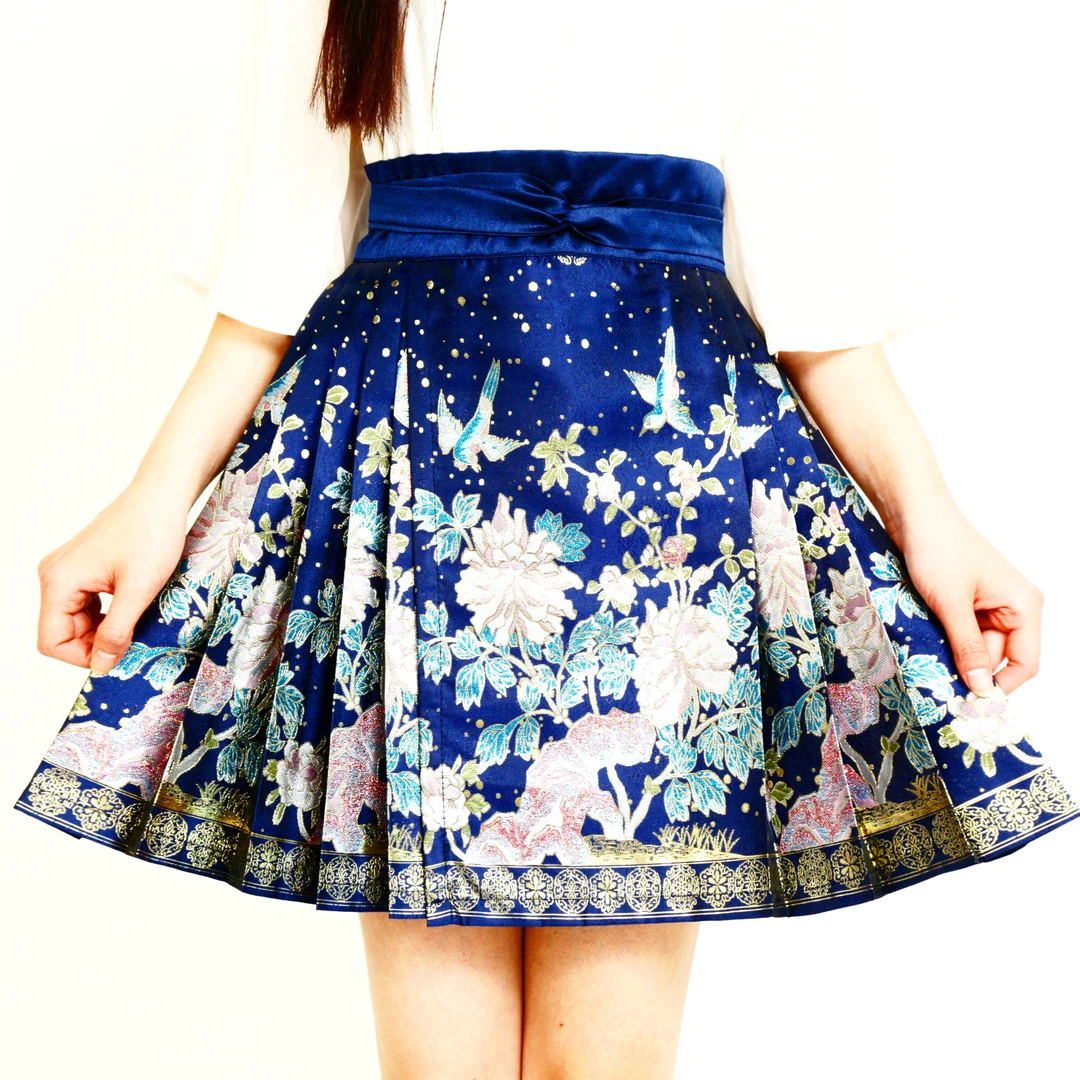 （花鸟）曹县马面裙织金妆花短裙夏季小个子短裙重工国风明制马面裙