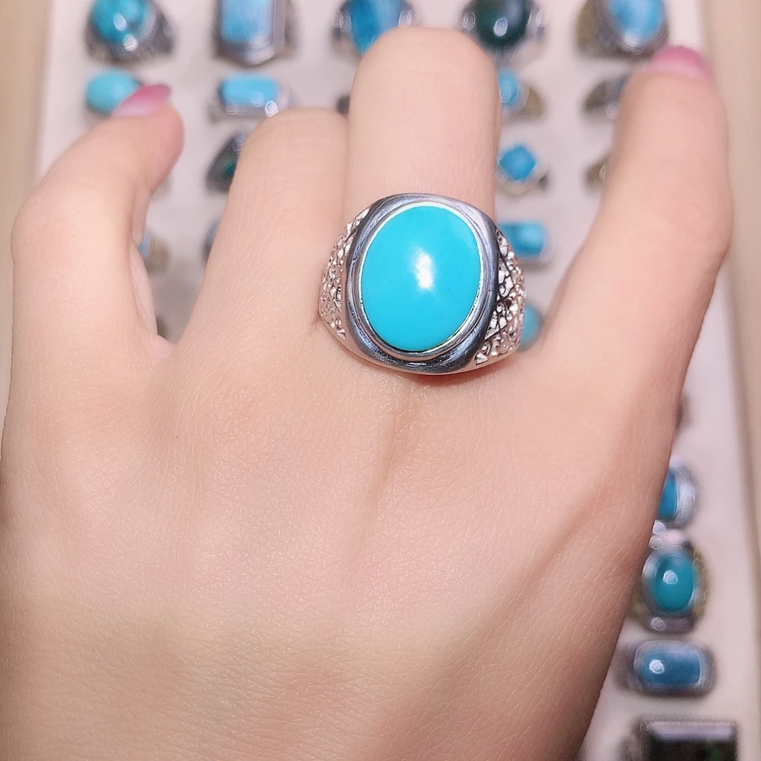 绿松石银S925镶嵌戒指