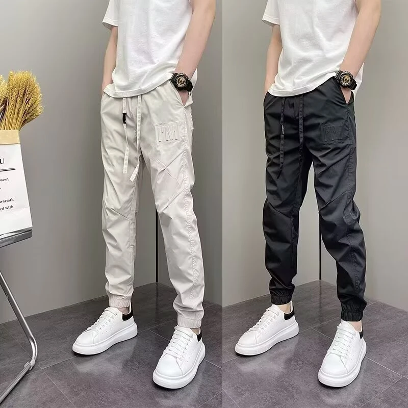 夏季薄款潮流韩版痞帅宽松哈伦个性设计感拉链青年男士帅气休闲裤