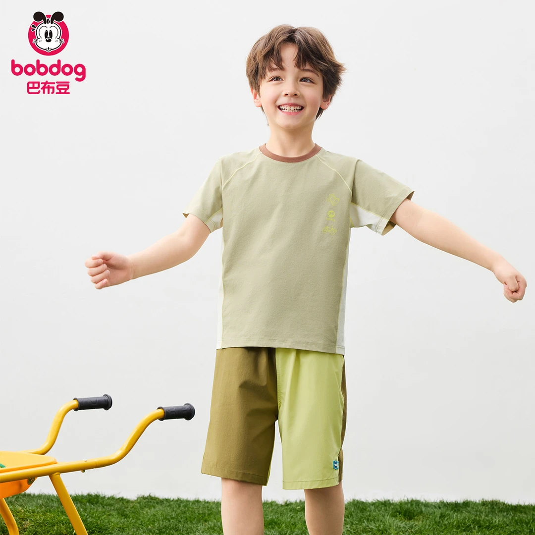 巴布豆2026夏装新款 男女童7A抑菌冰感防晒速干T恤户外圆领上衣
