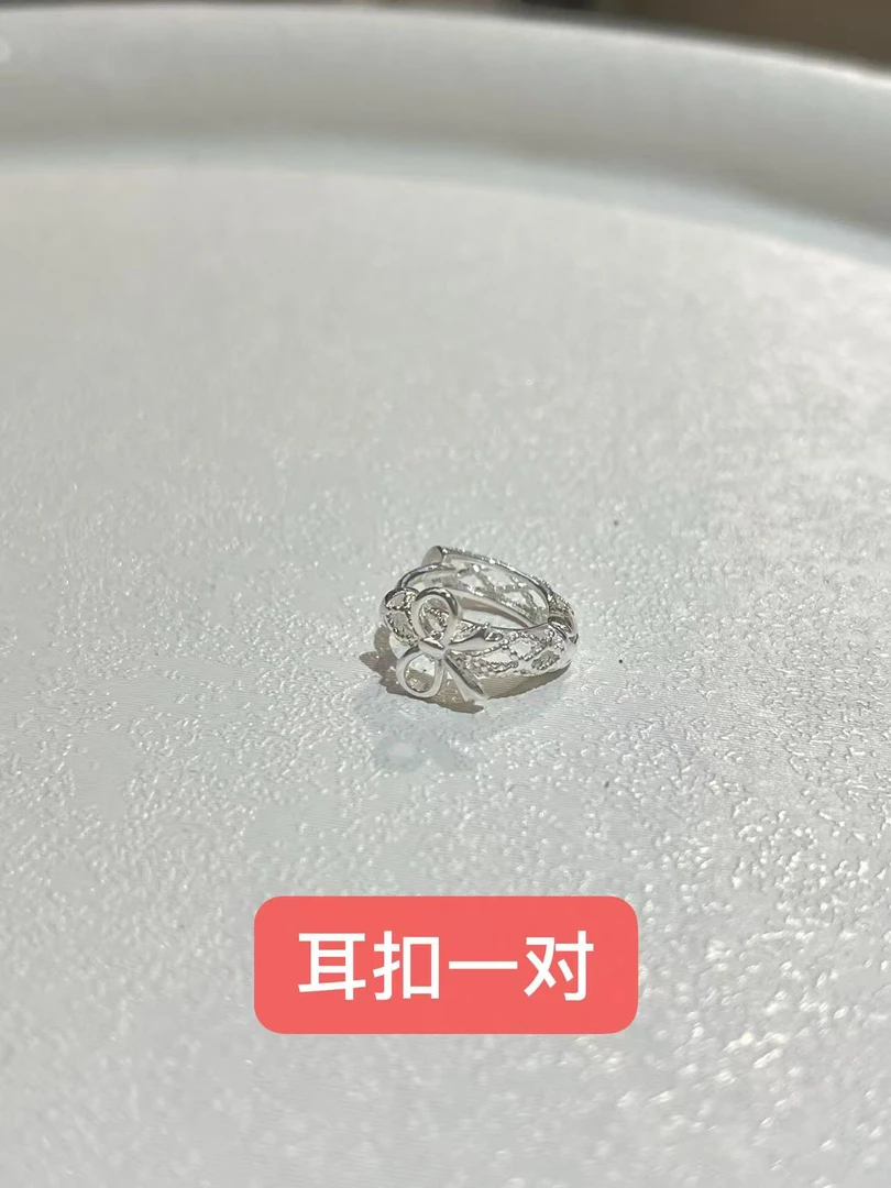 非金属亚克力耳饰 K329蝴蝶结满镶耳扣