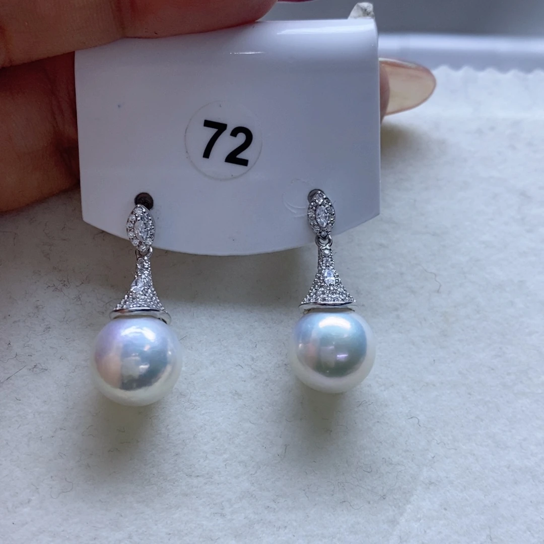 淡水珍珠耳饰银S925镶嵌